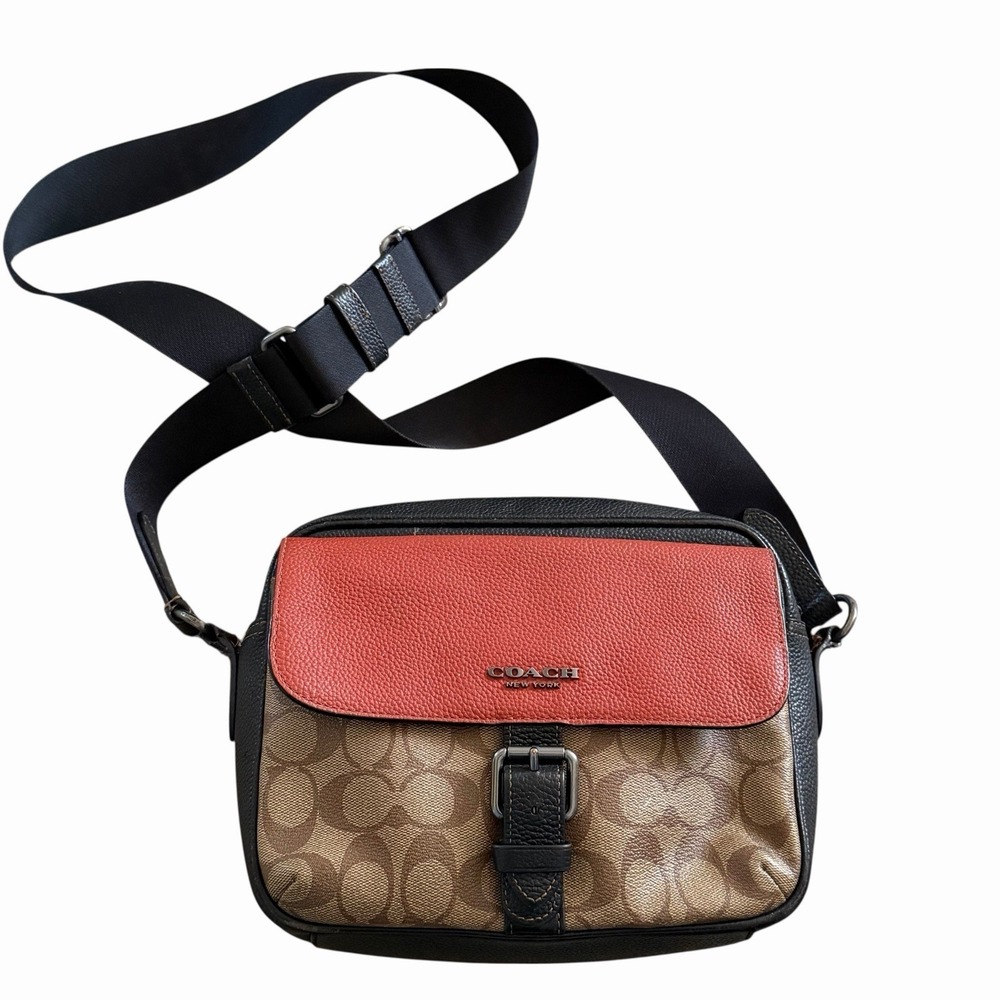 Coach‎ C8143 Hudson Crossbody Bag Signature Canvas In Gun Metal/Khali